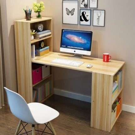 Multifunctional Wooden Study Desk with ShelveS