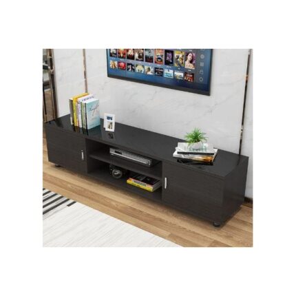 Stylish Modern Wooden Tv Stand 6ft (Black)